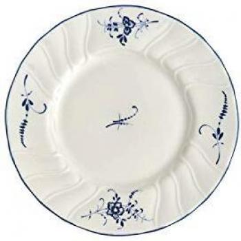 Villeroy & Boch Old Lu x Embourg Bread Plate, 16 cm, Premium Porcelain, White/Blue