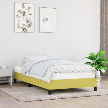 Estructura de cama sin colchón tela verde 90x200 cm