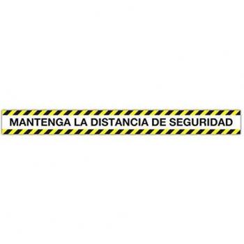 APLI 18595 - Tira de señalización adhesivaMantenga la distancia de seguridad PVC amarillo y negro 100 x 10 cm 180 μm