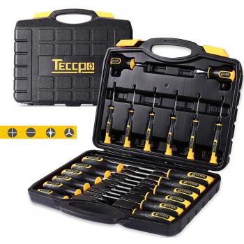 Juego de Destornilladores, TECCPO Professional 20Pcs Kit de Destornillador, brocas Magnéticas Ranuradas Herramientas de Reparación, Destornillador Plano, Destornillador Phillips