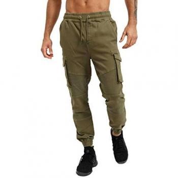 trueprodigy Casual Hombre Marca Pontalon Jogger Basico Ropa Retro Vintage Rock Vestir Moda Deportivo Chandal Slim Fit Designer Fashion Sweat Pants, Colores:Khaki, Tamaño:L