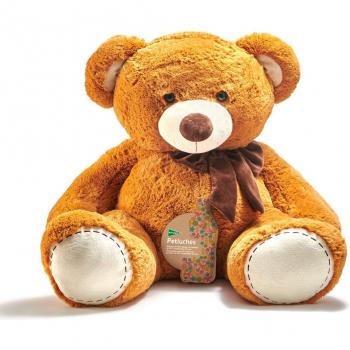 Oso gigante de peluche sostenible con lazo