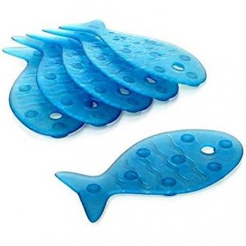 TATAY 5515000 - Pack de 6 pegatinas antideslizantes para ducha o bañera, diseño de peces, color azul