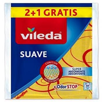 Vileda - Set de 2 Bayetas suaves 30% microfibras + 1 gratis, color amarillo, 35 x 40 cm, 3 unidades string
