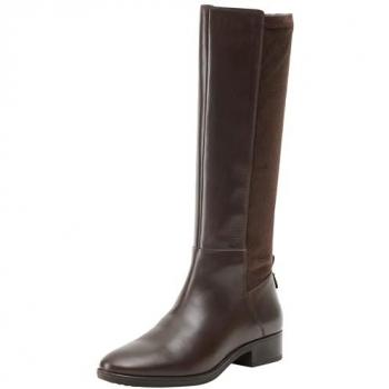 Geox Women's D Felicity Knee High Leather Boots - Brown - Size 4