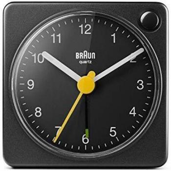 Braun BC-02-XB - Reloj Despertador Clásico Analógico, Reloj Despertador, Función Snooze, Alarma Creciente, Luz De Fondo, Movimiento Silencioso, Negro Mate