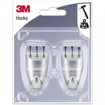 3M Ganci Permanenti con Chiodi, Gris Mettallizato, 12x9.3x2.2 cm