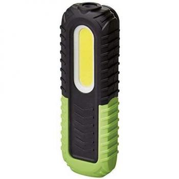 EMOS Lámpara de trabajo LED recargable impermeable para taller con base giratoria, gancho e imán, 400 lm, alcance de 40 m, batería de 2000 mAh con 8,5 horas de iluminación y cable USB, 3 modos de luz