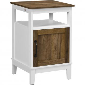 Mesita de Noche HOMCOM con Puerta y Estante de Almacenamiento 38,5x35x59,7 cm Blanco