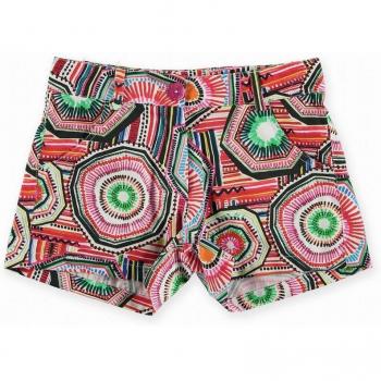 Short de niña Pan con Chocolate con estampado psicodélico y detalles en trabillas.