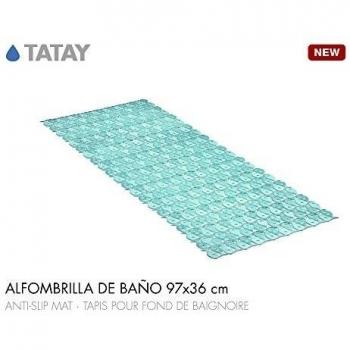 Tatay Alfombra de Bañera Antideslizante de PVC con Ventosas, Resistentes a Moho y Microbios, Anti-Bacteriano, Diseño Piscis, Turquesa. Medidas 97 x 36 cm