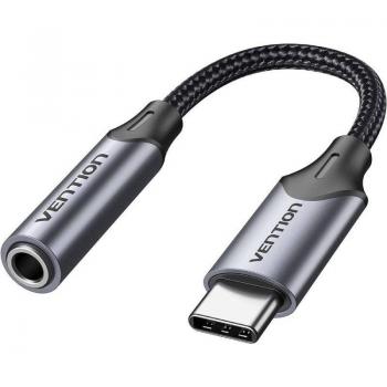 Adaptador de audio Vention BGMHA con conector jack 3.5 hembra a USB tipo-C macho de 10cm en color gris