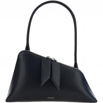 The Attico Women's Sunrise M Shoulder Bag in Black | 236WAH42L019, Black Leather Shoulder Bag, Female, Size: ONE SIZE