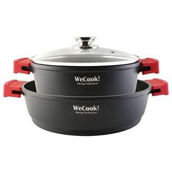 WECOOK! Ecostone Batería Cocina Inducción 4 Piezas, Aluminio Fundido 5mm, 2 Ollas, Antiadherente XTRA