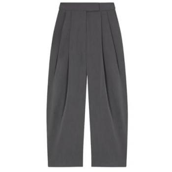 PINKO Women's Wide-Leg Viscose Trousers - Excalibur Grey - Size 42