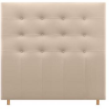 Cabecero Capitoné hasta el Suelo Cabezal 8cm tapizado ACUALINE Tela y Polipiel para Cama Dormitorio (Beige Polipiel, 160cm para Camas de 150/160)