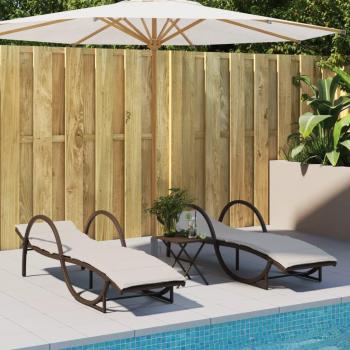 Tumbonas con cojines 2 unidades ratán sintético Negro, Marrón, Gris Sillas de Exterior Ideal para jardín, playa, piscina, terraza