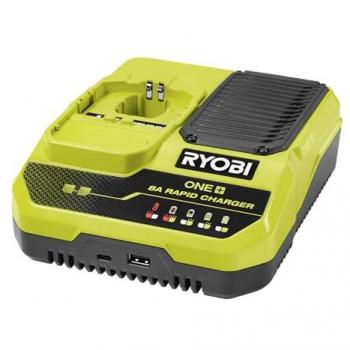 Cargador Ultra Rápido Ryobi 18V ONE+ RC18180 con USB-C y USB-A, carga en 40 min, 8.0Ah