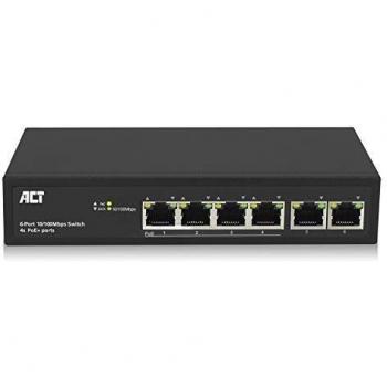 ACT AC4430 6-Port Fast Ethernet Network Switch with 4 PoE+ Ports (30W)
