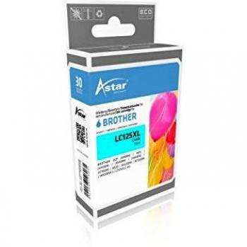 Cartucho de tinta cian Astar AS15498 (sustituye a Brother LC125XLC) para impresoras DCP/J y MFC, 1200 páginas, 13.1ml