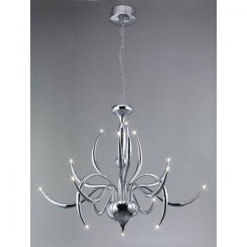Lámpara colgante Llamas 15 bombillas G4 cromo pulido, no compatible con LED/CFL