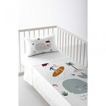 Juego de Sábanas para Cuna/Maxicuna Infantil Surf 100% Algodón Haciendo El Indio 70-80 cm Fabricado en España