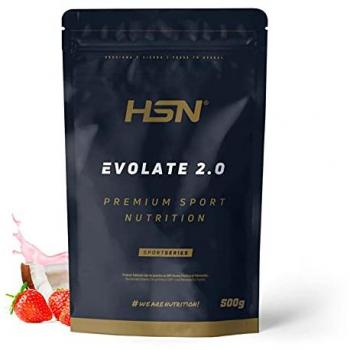 Aislado de Proteína de Suero HSN Evolate 2.0 Sabor Fresa Coco 500 g | 16 Tomas | Whey Protein Isolate CFM + Enzimas Digestivas | No-GMO, Vegetar