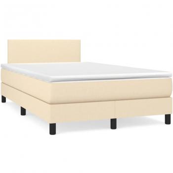 Cama box spring de muelles con colchón tela color crema 120x190 cm