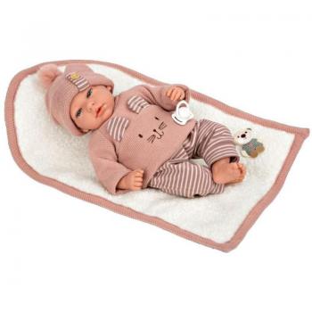 Muñeca Arias Elegance Andie Rosa con Peso, Maquillaje y Manta, 38cm, Cuerpo de Vinilo, Incluye Bolso