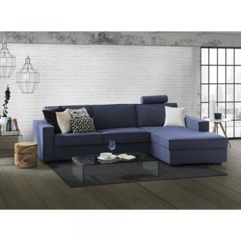 Sofá cama de esquina Adelia, 100% Made in Italy, apertura giratoria, península contenedor derecha, reposabrazos delgados, 260 x 95 x 90 cm