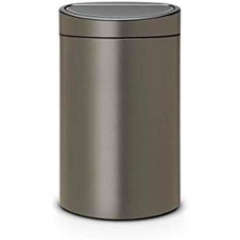 Brabantia Twin Bin Cubo de Basura para Reciclaje con Apertura de Toque, Platinum, 2 Cubos Interiores 10L y 23L