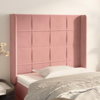 Cabecero Oreja Terciopelo Rosa 83x16x118/128 cm