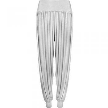 WearAll - Mujer Nuevos Pantalones Largos Estilo Harén con Goma Elástica Tallas - Blanco - 44-46