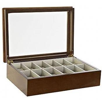 Caja-joyero de terciopelo marrón y madera MDF DKD Home Decor (28 x 19 x 9 cm)