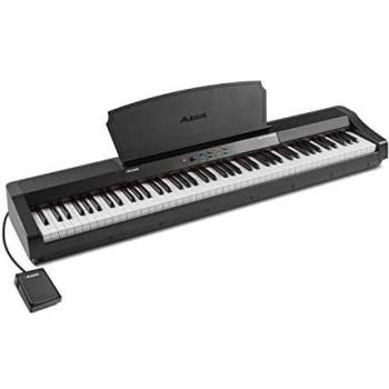 Alesis Recital Grand - Piano digital de 88 teclas contrapesadas de tamaño completo y con acción de martillo graduado, 16 sonidos de teclado de piano y altavoces integrados