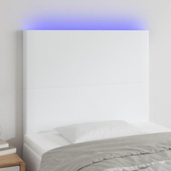 Cabecero LED Blanco 100x5x118/128 cm en Cuero Sintético