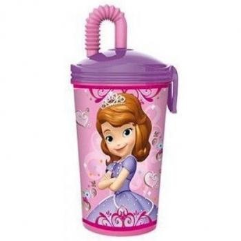 Vaso de plastico con tapa y caña iml Sofia The First