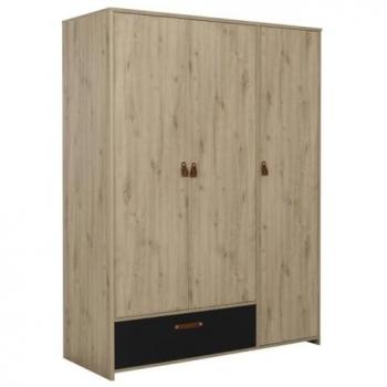 Armario Industrial 3 Puertas 1 Cajón Color Marrón y Roble Artesanal - Fabricación Francesa