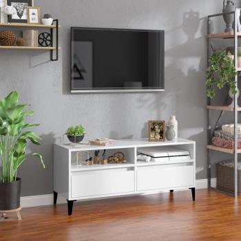 Mueble de TV madera contrachapada blanco brillo 100x34,5x44,5 cm vidaXL