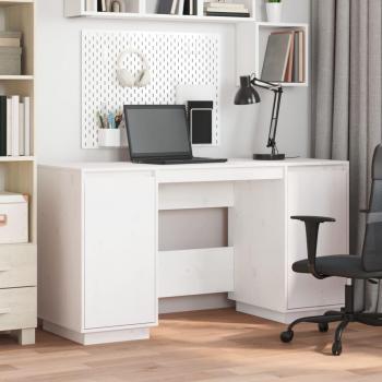 Escritorio blanco de madera maciza de pino 140x50x75 cm
