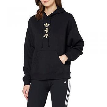 adidas Lrg Logo Hoodie Sudadera, Mujer, Black/Gold Met, 40
