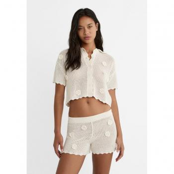 Floral Crochet Cardigan White Medium