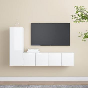 Set de Muebles de TV 3 Piezas en Alto Brillo Blanco de Madera Ingenierizada