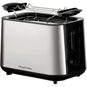 Tostadora Russell Hobbs Heaton 27390-56, Acero Inoxidable, 2 Ranuras Cortas y Extra Anchas, 6 Niveles de Tueste, Incluye Soporte para Panecillos