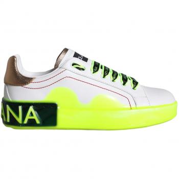 Dolce & Gabbana Women's White Leather Portofino Low Top Sneakers - EU35/US5