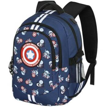 Mochila Escolar Doble Plus Capitán América Brave 21x34x46 Cms
