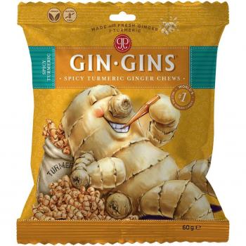 Gin Gins Caramelos de Curcuma y Jengibre 60 Gramos