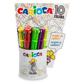 Bolígrafos Carioca Maxi Fluorescentes Retráctiles 10 Colores - Display de 12 Piezas