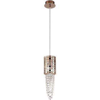 Lámpara de suspensión Camden Single 1 luz G9 Oro rosa con mosaico de vidrio y cristal