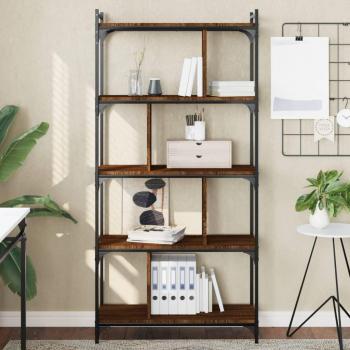 Librería 5 estantes madera ingeniería 76x32x158 cm Negro, Roble Sonoma, Roble ahumado Mueble Almacenaje Estantería para Oficina, Estudio, Dormitorio
